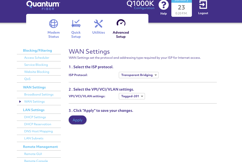 Q1000K SmartNID Configuration